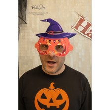 Cadı Şapkalı Cadılar Bayramı Balkabağı Gözlük Halloween Aksesuarı