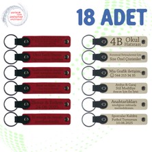 Kırmızı & Sütlü Kahve, 18’li Set, Kişisel Mesajlı Deri Anahtarlık, Söz Töreni Davetlilerine Özel Anı