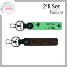Sporcu Sevgiliye Cesaret Temalı Hatıralık, Dövüş Temalı Kişisel Isimli Deri Set, F Yeşil-Koyu Kahve