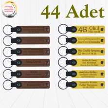 A Kahve & Sarı, Baby Shower Etkinliğine Armağan, 44’lü Set, Tarih ve Isimli Deri Hediyelik