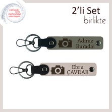 Yeni Başlayan Fotoğrafçılara Anlamlı Hediye, Kamera Temalı Anahtarlık Seti, Kül Gri-Pudra