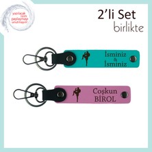 Kickboks Ruhunu Yansıtan Kalıcı Hediyelik, Erkek Sevgiliye Özel Isimli Anahtarlık, K Turkuaz-Pembe