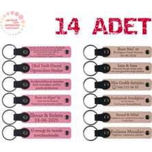 Pembe & Pudra, 14’lü Set, Kişiselleştirilebilir Anahtarlık, Kına Gecesi Misafirlerine Özel Hediye