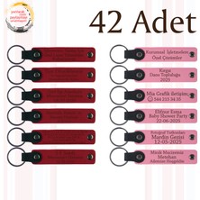 Kırmızı & Pembe, 42’li Set, Kişisel Yazılı Hatıra Anahtarlık, Yılbaşı Partilerine Anlamlı Sürpriz