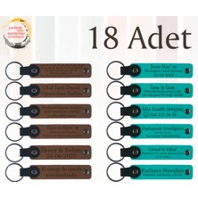 A Kahve & Koyu Turkuaz, Aile Buluşmalarına Küçük Hediye, 18’li Set, Kişiye Özel Hatıra Anahtarlık