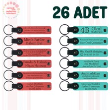 Nar Çiçeği & Turkuaz, 26’lı Set, Isim Yazılabilen Deri Anahtarlık, Doğa Turu Ekibine Küçük Hediye