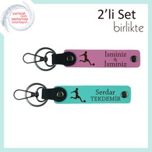 Futbol Figürlü Kalıcı Hatıra Armağanı, Erkek Arkadaşa Yazı Eklenebilir Set, Pembe-Turkuaz