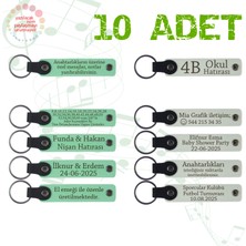 Yeşil & Beyaz, Düğün Törenine Katılanlara Armağan, 10’lu Set, Kişisel Tarihli Deri Anahtarlık