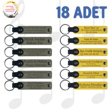 Kül Gri & Sarı, 18’li Set, Kişisel Mesajlı Deri Anahtarlık, Kına Gecesi Davetlilerine Özel Sürpriz