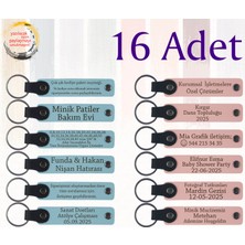 Gök Mavi & Yavru Ağzı, 16’lı Set, Isim Yazılı Anlamlı Deri Hediyelik, Doğa Yürüyüşü Grubuna Hatıra