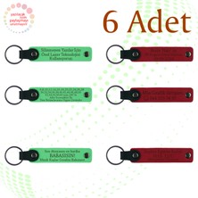 F Yeşili & Kırmızı, Doğum Günü Partilerine Özel Hediye, 6’lı Set, Isim Yazılabilen Deri Anahtarlık