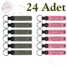 Kül Gri & Pembe, 24’lü Set, Kişiselleştirilebilir Deri Hediyelik, Düğün Misafirlerine Anlamlı Anı