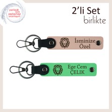 Aslan Motifli Erkek Sevgiliye Özel Armağan, Stil ve Güç Temalı Deri Tasarım, Yavru Ağzı-Fıstık Yeşil