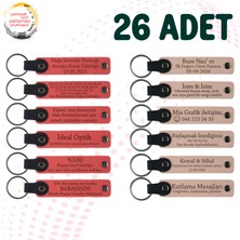 Nar Çiçeği & Pudra, 26’lı Set, Isim Yazılabilen Deri Anahtarlık, Doğa Turu Ekibine Özel Hediye