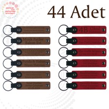 A Kahve & Kırmızı, Bebek Mevlüdü Misafirlerine Anı, 44’lü Set, Tarih ve Isimli Deri Hediyelik