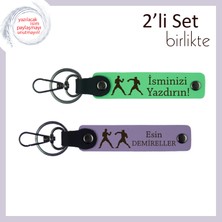 Yumruk Simgeli, Mücadeleci Karaktere Özel, Isme Yazılabilir 2’li Anahtarlık, Fıstık Yeşil-Lila