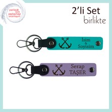 Fırtınalı Denizlerde Dayanıklılığı Temsil Eden Hediye, Çıpa Desenli Isimli Anahtarlık, K Turkuaz-Mor
