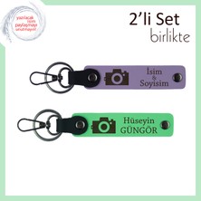 Kamera ve Aşk Aynı Anahtarda, Fotoğraf Temalı Kişisel Anahtarlık Takımı, Mor Menekşe-Fıstık Yeşil