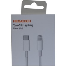 Megatech MT-D3L-T 1mt USB Type-C To Lightning  Şarj ve Data Kablosu
