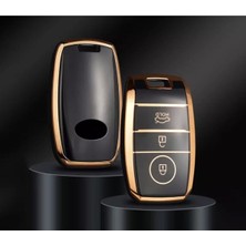 Lüx Kia Rio Ceed Soul Sportage Sorento Picanto 3 Buton Sustasız Nano Anahtar Kılıfı Siyah Gold Renk