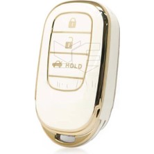 Lüx Yeni Honda Fe1 3 Buton Nano Anahtar Kılıfı Beyaz Gold Altın Renk 1.ci Kalite