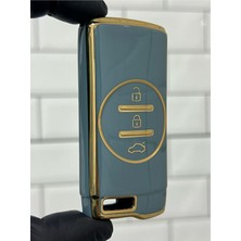 Lüx Chery Tiggo 7 Pro 3 Buton Smart Nano Anahtar Kılıfı Gri Gold Altın Renk 1.ci Kalite