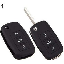 Polo Passat B5 Golf Jetta Mk6 Tiguan Eos Scirocco Silikon Araba Anahtarı Kılıfı Siyah (Logosuz)