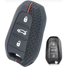Peugeot 208 308 508 2008 3008 5008 Rifter Citroen Opel Petek Desenli Anahtar Kılıfı Siyah Kırmızı