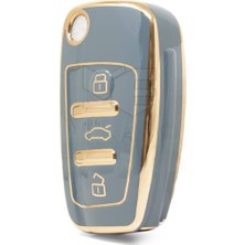 Audi A1 A3 8p 81 A4 A5 B6 B7 B8 A6 A7 C5 C6 4f Q3 Q5 Q7 Nano Anahtar Koruma Kılıfı Gri Gold Renk