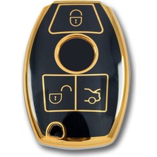 Lüx Mercedes Benz 2001-2016 Arası Be Tipi Nano Anahtar Kılıfı Siyah Gold Altın Renk