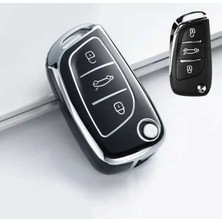 Citroen C1 C2 C3 C4 C5 Peugeot 306 407 807 Ds Ds4 Ds6 Nano Uyumlu Anahtar Kılıfı Siyah Gümüş Renk