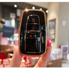 Lüx Toyota C-Hr Corolla Rav4 Land Cruiser 3 Buton Sustasız Nano Anahtar Kılıfı Siyah Gold Renk