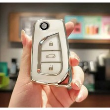 Toyota Corolla Auris Yaris Verso Avensis Aygo Hilüx Nano Anahtar Koruma Kılıfı Beyaz Gümüş Renk