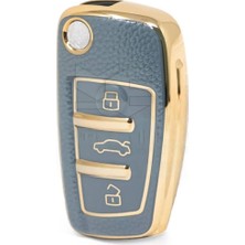 Audi A1 A3 8p 81 A4 A5 B6 B7 B8 A6 A7 C5 C6 4f Q3 Q5 Q7 Anahtar Kılıfı Gri Gold Renk