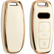 Lüx Audi A3 2021-2022 A6L A7 A8 Q8 E Tron C8 D5 Nano Anahtar Kılıfı Siyah Gold Altın Renk