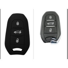 Peugeot 308 508 2008 3008 4008 5008 Rifter Silikon Anahtar Kılıfı Eller Serbest Siyah Renk