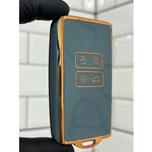 Lüx Renault Clio E-Tech Austral Megane E-Tech 4 Buton Nano Anahtar Kılıfı Gri Gold Renk