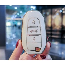 Citroen C4 Ds4 C5 Ds5 Nano Anahtar Koruma Kılıfı Sustasız Beyaz Gold Altın Renk 1. Ci Kalite