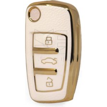 Audi A1 A3 8p 81 A4 A5 B6 B7 B8 A6 A7 C5 C6 4f Q3 Q5 Q7 Anahtar Kılıfı Beyaz Gold Renk