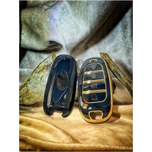 Lüx Hyundai 2021-22 Yeni Tucson Santa Fe Nano Anahtar Kılıfı Siyah Gold Renk