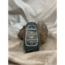 Lüx Hyundai 2021-22 Yeni Tucson Santa Fe Nano Anahtar Kılıfı Gri Gold Altın Renk