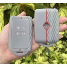 AutoHan Keys Lüx Clio E-Tech Austral Megane E-Tech 4 Anahtar Koruma Kılıfı Petek Desenli Gri Kırmızı