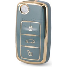 Vw Tiguan Jetta Golf 5 Golf 6 Scirocco Polo Caddy Transporter Lüks Nano Anahtar Kılıfı Gri Gold