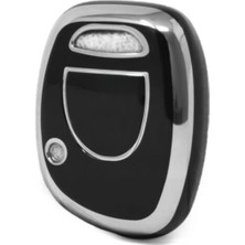 Renault Clio 1, 2, Kangoo 1 Uyumlu Buton Nano Oto Anahtar Kumanda Kabı Kılıfı Siyah Gümüş Renk