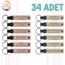 Pudra & Sütlü Kahve, 34’lü Set, Kişisel Mesajlı Deri Anahtarlık, Aile Bayramlaşmasına Küçük Armağan