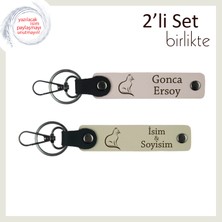 Tatlı Minnoşa Duygusal Anı, Kedi Figürlü, Kişisel Yazılı Anahtarlık, Pudra-Sütlü Kahve