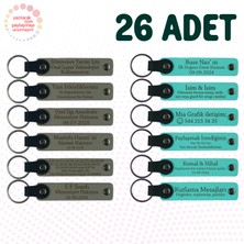 Kül Gri & Turkuaz, Isim Yazılabilen Deri Anahtarlık, Robotik Kodlama Kursu Katılımcılarına 26’lı Set