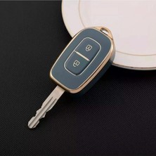 AutoHan Keys Lüx ve Dacia Duster Scenic Master Megane 2 Tuşlu Anahtar Koruma Kılıfı Gri Gold Altın Renk