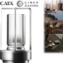 Cata Ct 8439 Vegas Şarjlı Masa Lambası Krom 3 Fonksiyonlu (1800K-2800K-6400K)