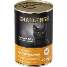 Challenge Tavuklu Ciğerli Premium Yetişkin Kedi Konservesi 400 gr Düşük Tahıllı Lezzet